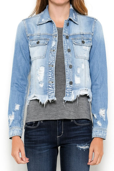 distressed denim jacket