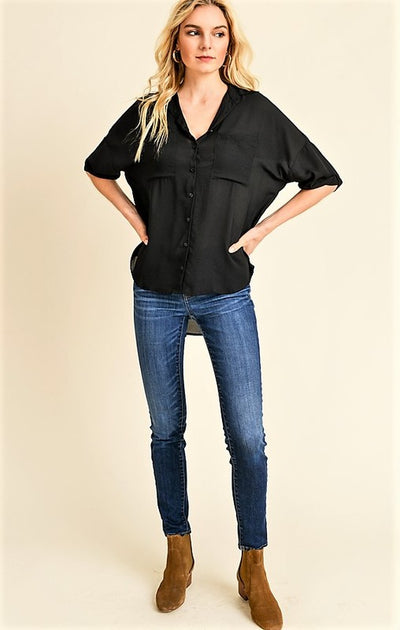 black button down blouse