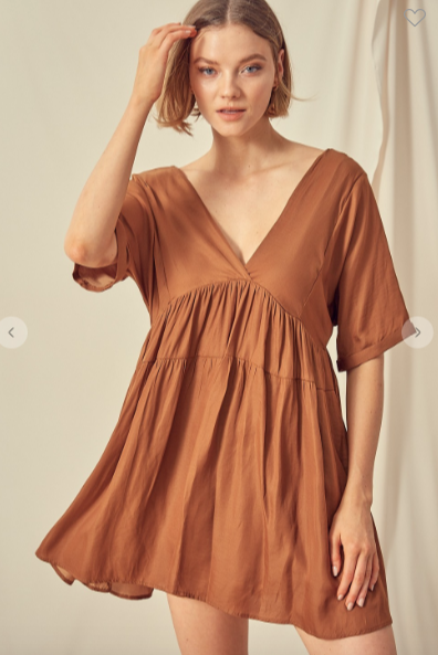Golden Brown Babydoll Dress