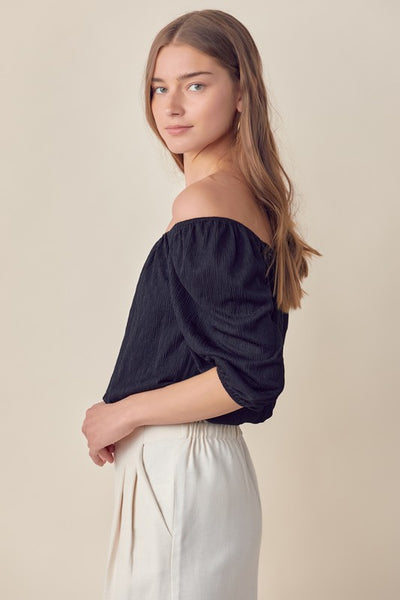 off the shoulder black crop