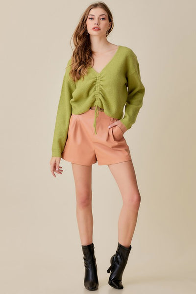 leather shorts