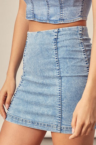 denim mini skirt