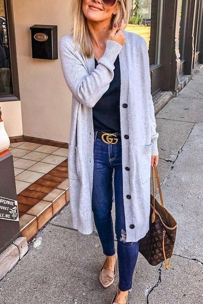 grey button down cardigan