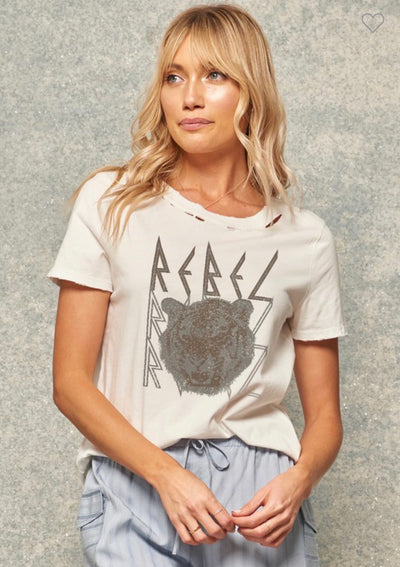 Ivory distressed graphic tee