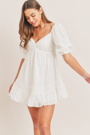puff sleeve white dress