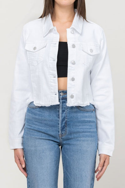 white cropped denim jacket